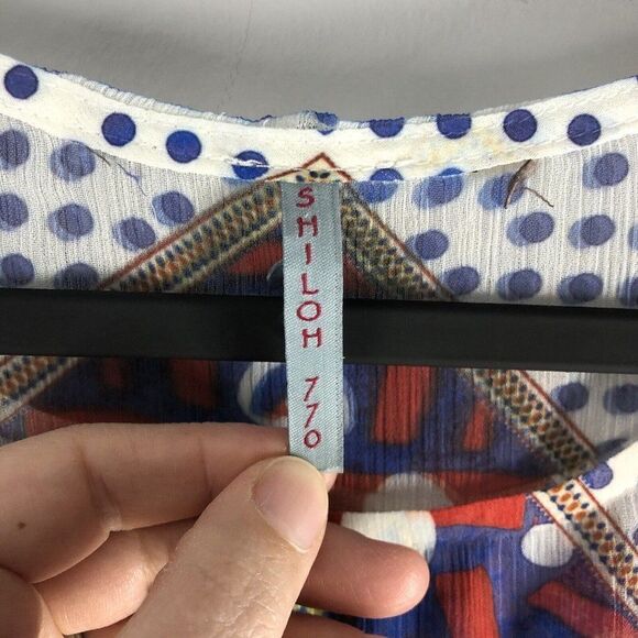 Shiloh 770 Size Medium Sheer Blouse Crowns Royalty Crocheted Fringe Boho 0589 - Picture 6 of 16